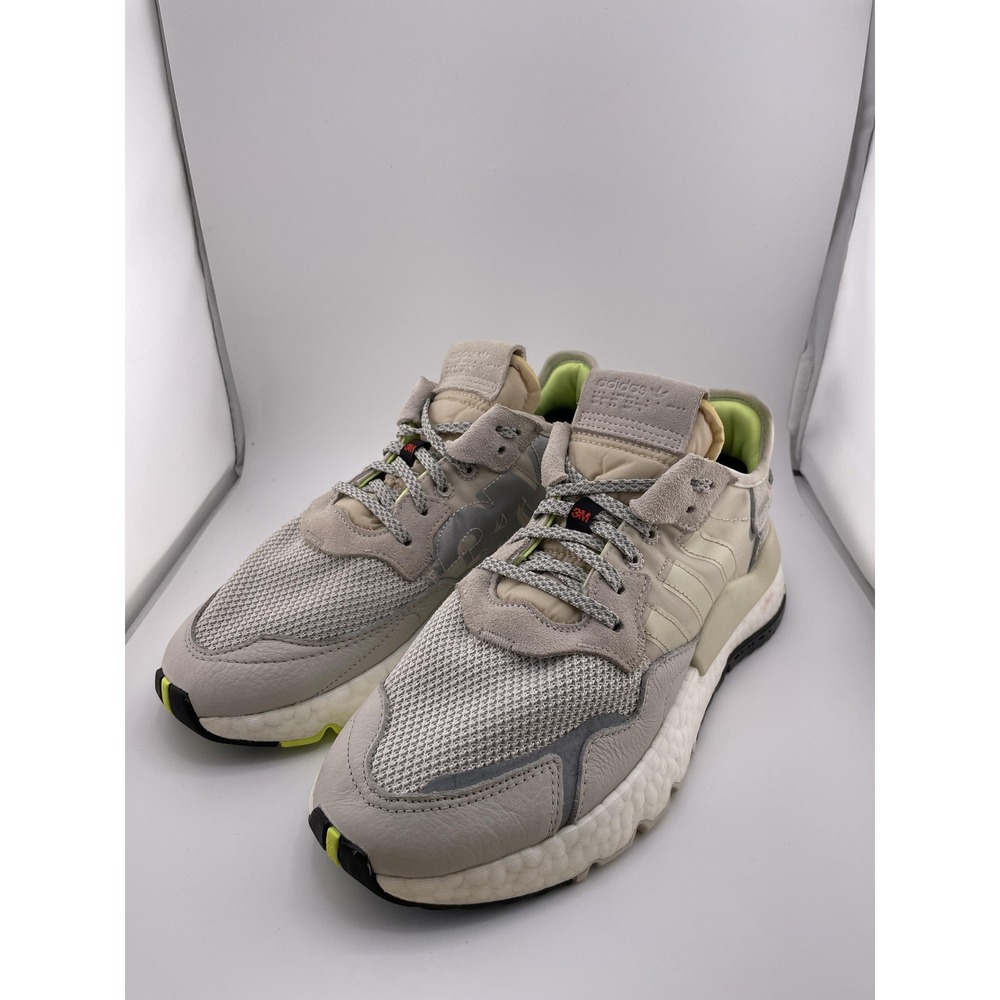 Adidas Nite Jogger Shoes Mens Size 9 White Gray 3M Scotchlite Boost EE5872